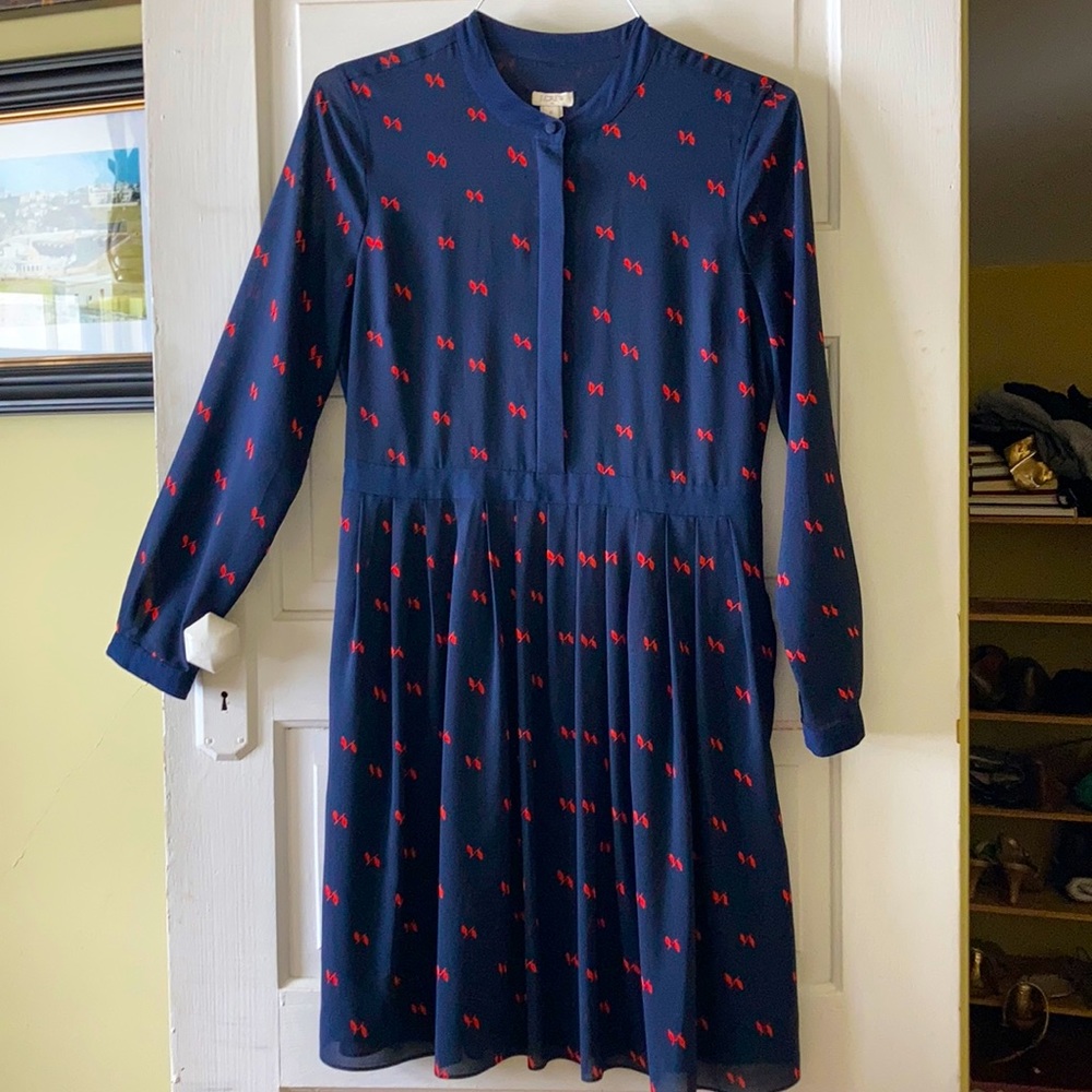 J Crew Navy Blue Print Dress